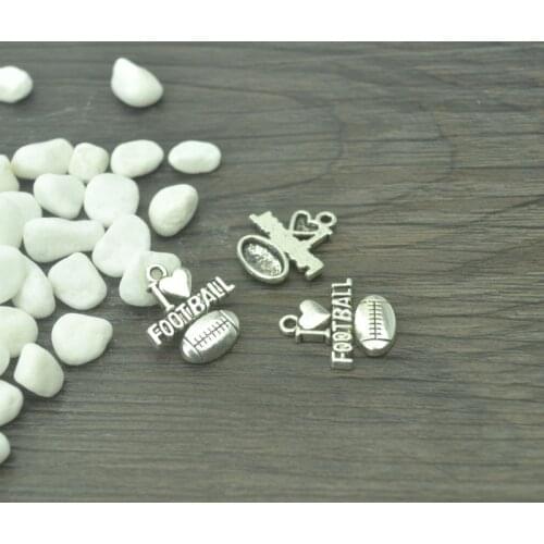 15 pcs vintage Tibetan Silver Plated football Charms Metal Pendants for Jewelry Making DIY Handmade Craft 20*18 mm J131