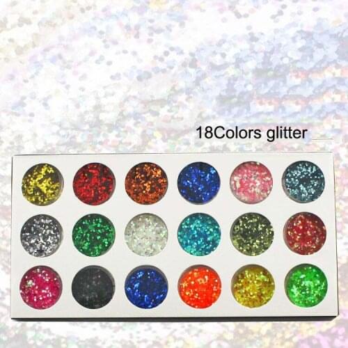 18 colors Spangle Sparkle Hexagon Nail Art Glitter for UV Gel Acrylic Powder Decoration Tips Manicure , 18 jars/lot #GPPA-18