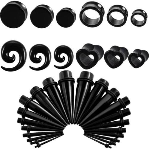 2PCS Black Heart Tunnel Plug Piercings Acrylic Spiral Ear Taper Piercing Earlets Stretchers Gauge Expander Saddle Plugs Jewelry