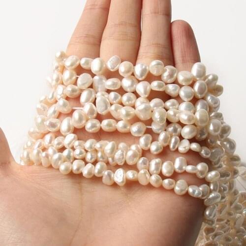 5-6mm/6-7mm White Irregular Freshwater Pearl Loose Natural Stone Beads For Women DIY Jewelry Making Necklace Bracelet 15"