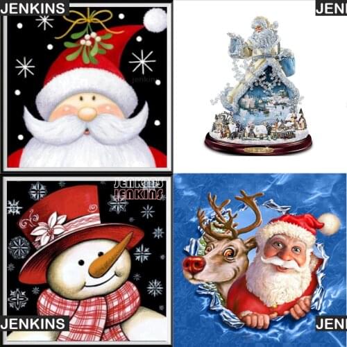 5d Full Diamond Diamond Painting Santa Snowman Round Diamond Embroidered Mosaic Home Decoration Pattern JENKINS