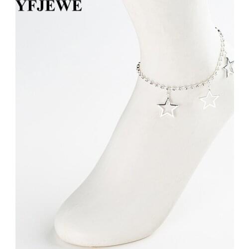 YFJEWE trendy star Anklet bracelet on the leg for women fashion chian on foot girl Beach ankle Bracelets jewelry A015