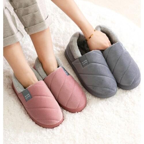 Men Women Indoor Slippers Winter Soft Warm Home Slippers Short Plush Home Non-slip Warm Couple shoes Men Large Size 36-47