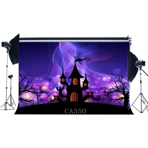 Photography Backdrops Halloween Horror Night Bokeh Halos Twinkle Sequins Dreamy Castle Photo Background