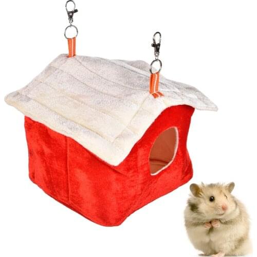 Hamster Hammock Small Pet Hanging Bed Winter Warm Plush Hamster Hammock Hanging Nest Cage For Ferret Squirrel Warm Cotton Nest