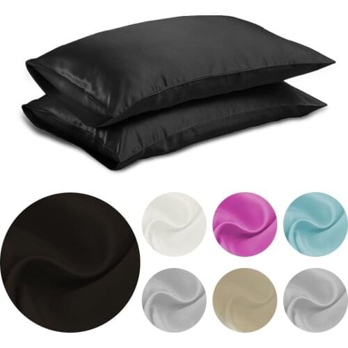 Hot Sale Queen/KING Silk Satin Pillow Case Bedding Pillowcase Smooth Home White Black Grey Sky Blue Pink Sliver