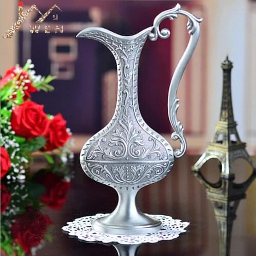 IMUWEN New Free Shipping Pewter Plated With Handle Metal Flower Vase For Home Decoration