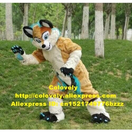 Brown Plush Furry Husky Dog Wolf Fox Fursuit Mascot Costume Adult Cartoon Character Suit Recreation Ground Family Outings zz7581