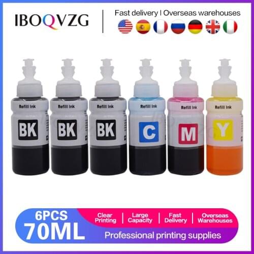 IBOQVZG Printer Dye Ink 70ml Bottle 6 Color T6731 T6732 T6733 T6734 T6735 T6736 For Epson L800 L805 L810 L850 L1800 Car