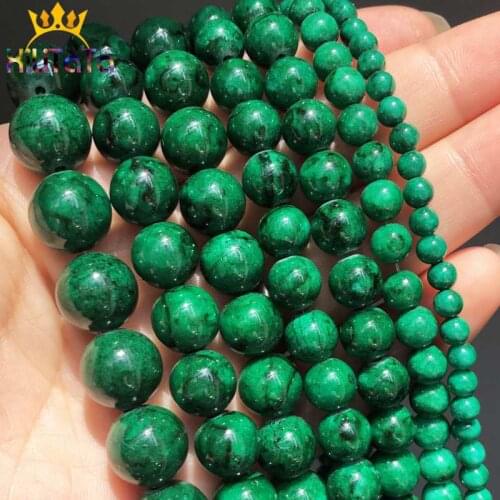 Malachite Green Jades Beads Round Loose Stone Beads For Jewelry Making DIY Bracelet Charms Accessories 15inches 4/6/8/10/12mm