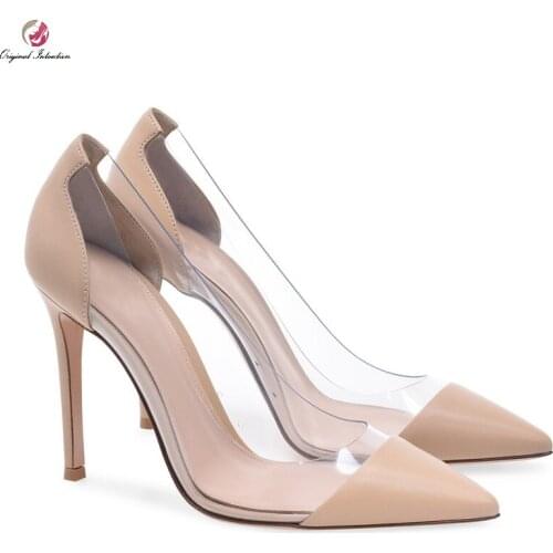Summer Woman Sexy Fashion PVC Heels Shallow Pointed Toe Heels Party Wedding Heels Thin Heels Heels Females Heels Big Size 33-45