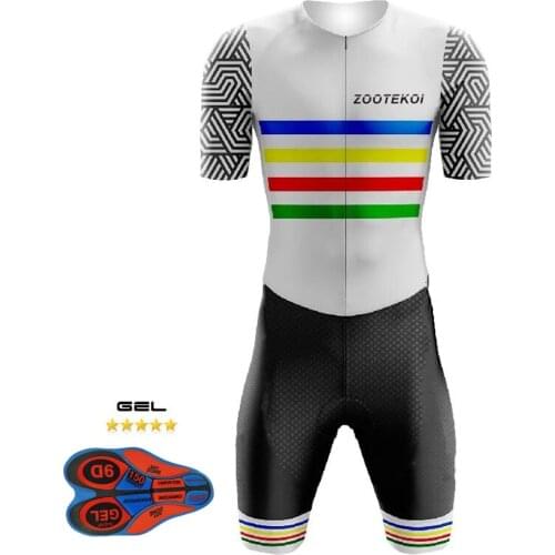 Zootekoi Mens Cycling Skinsuit Triathlon Short Sleeve Jumpsuit Maillot Ciclismo Road Racing Running Clothing Speedsuit Trisuit