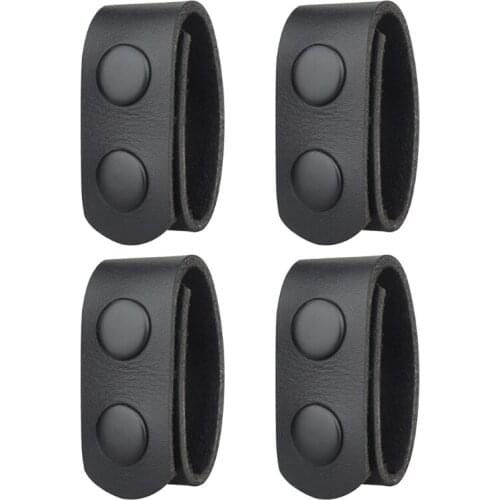 T4MF Set of 4 Belt Keeper with Double Snaps Leather Wide Belt Security Portable Belt Military Equipment Accessories