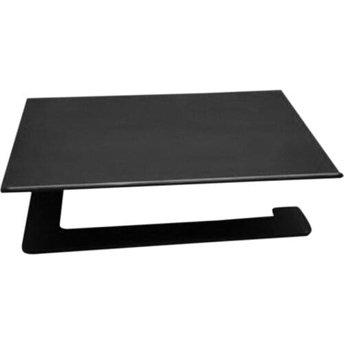 Wall Mounted Black Toilet Paper Holder Tissue Paper Holder Roll Holder with Phone Storage Shelf