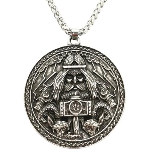 Nostalgia One Piece Thor And Hammer Norway Wiccan Amulet Necklace Pendant For Men Jewelry Unice Fathers Day Gift