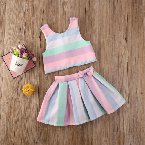 Toddler Baby Girls Clothes Vest Tops Tutu Skirts Party Outfits Sets Summer