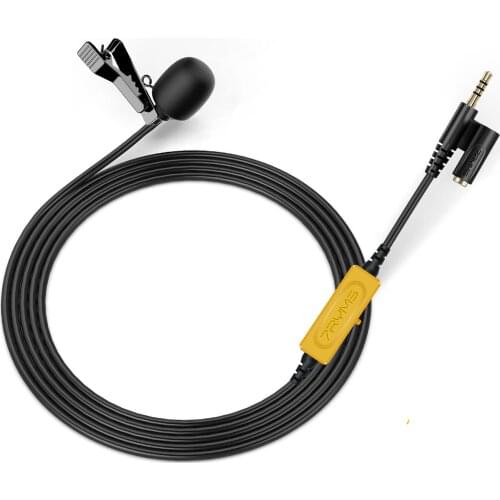 Lavalier Microphone Omnidirectional Clip-on Lapel Mic 3.5mm TRRS Plug Monitoring Jack 2.5/4.5/6M for DSLR Camera Smartphone Vlog