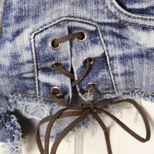 Cut Off Low Waist Sexy Bandage Denim Shorts For Women Skinny Denim Hot Shorts