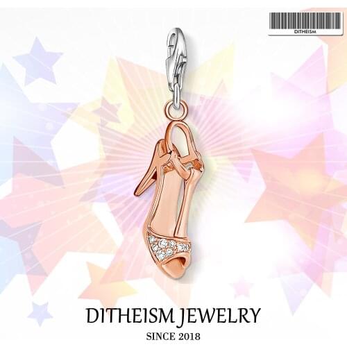 Rose High-Coated Shoe Charms ,2018 Fashion Jewelry 925 Sterling Silver Romantic Gift For Women Girls Fit Bracelet Necklace Bag