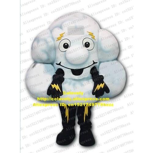 Superb White Cloud Stratus Nuages Flashing Lightning BLITZWING Mascot Costume With Black Mouth Short Thin Arms Chopine No.8819