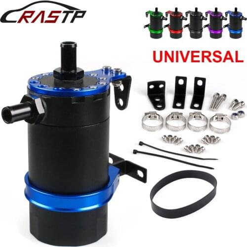 RASTP-Universal Performance Baffled Oil Catch Can Resevoir Tank Kit Round Aluminum Oil Tank RS-OCC020