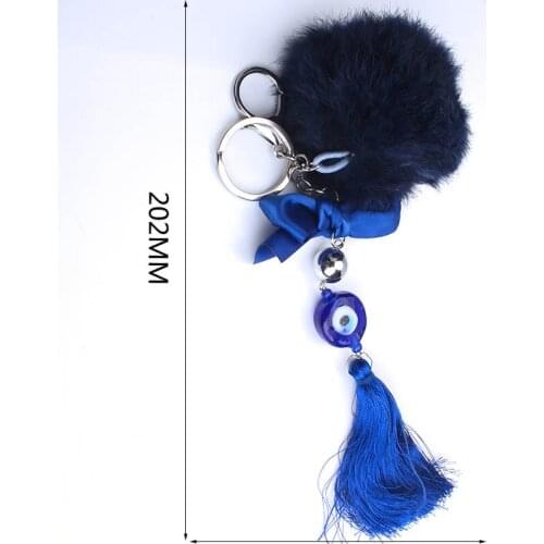 Lucky Eye Full keychain keyring Blue Evil Eye Tassel Keychain Key Ring For Women Men EY1059
