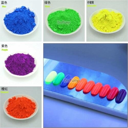 Mixed 5 Colors Fluorescent Powder Phosphor Pigment Powder Cosmetic Nail Material,not glow in dark Fluorescence Powder 500 gram