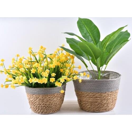 Nordic Handmade Straw Basket Laundry Picnic Toy Storage Macrame Woven Flower Pot Plant Container Home Decoration