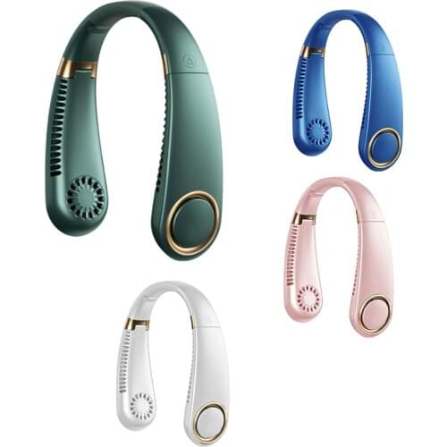 USB Folding Neck Fan Bladeless Air Conditioning Neckband Hanging Fan Adjustable Portable Personal Air Cooler