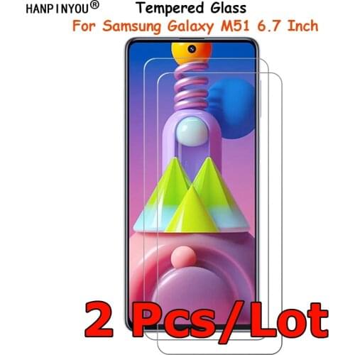 2 Pcs/Lot For Samsung Galaxy M51 M515 6.7" Tempered Glass Screen Protector Ultra Thin Explosion-proof Protective Film