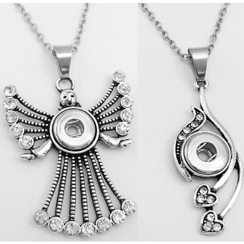 12mm Angel love Snap button jewelry Pendant women girls Necklace XH252
