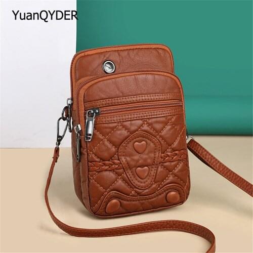 2021 Multi-pocket Design Ladies Shoulder Bag Button Design Fashion Women Mobile Phone Bags Quality Leather Womens Crossbody Bag