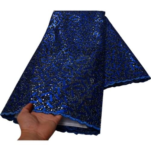 2021 High Quality African Tulle Lace Fabric Sequins Lace Nigerian African Fabric Embroidery Gauze Guipure Latest Prom Dresses