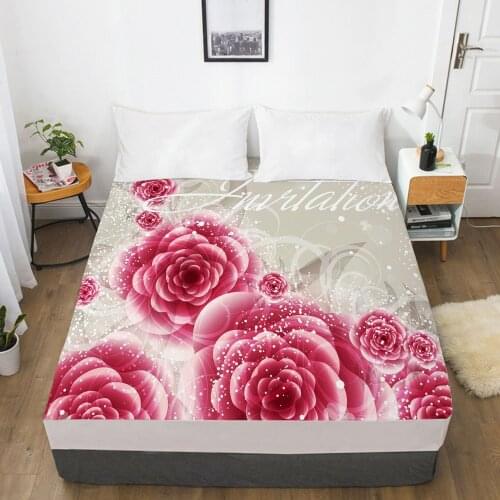 3D Fitted Sheet Custom Single Double King Size Bed Sheet With Elastic Mattress Cover 200x220 Bedding Rose Microfiber Drop Ship