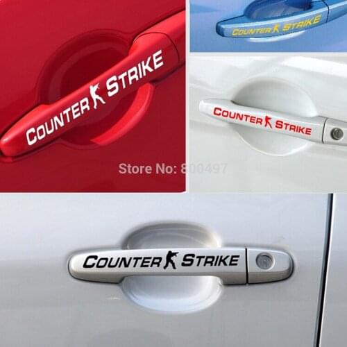4 x CS Counter Strike Car Stickers Car Door Handle Decal Black for Toyota Opel Chevrolet Volkswagen Renault Hyundai Kia Lada