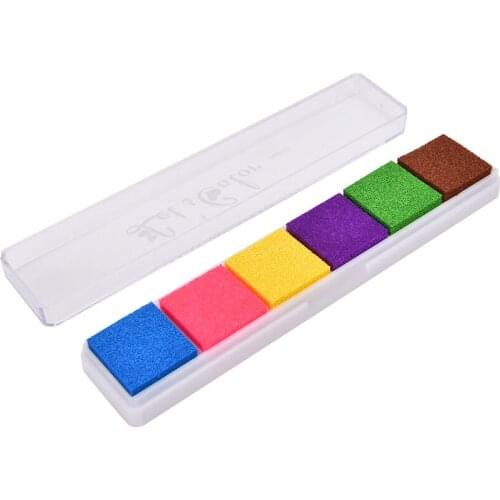 6 Colors Non-Toxic Ink Pad Inkpad DIY Craft Card Stamp Fingerprint Accessories for Children Kids Rubber Stamps Paper Wood 1 PACK