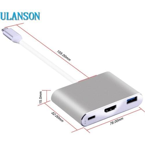 ULS Type-C to HDMI 4K USB C 3.0 Hub Adapter for MacBook iPad Nintendo Samsung S9 Dex Huawei P20 xiaomi 10 Projector TV