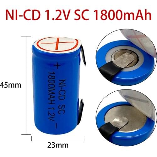 Batterie de remplacement, accumulateur, 1.2 v, 1800 mah, batterie subc, rechargeable, nicd