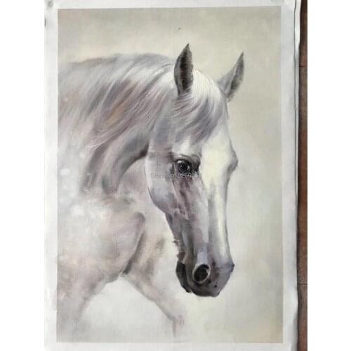 White Desert Animal Horse Canvas Painting Living Room Restaurant Interior Decoration Picture Wall Art Hand Painted Oil Painting