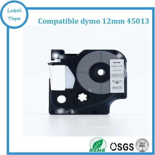Free ship Dymo D1 label tape 12mm 45013 Black on White Tape Label Compatible for DYMO D1 12mm 1/2" label maker refills laminated
