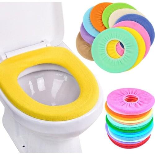 Random Color Bathroom Toilet Seat Cover Closestool Soft Washable Winter Warmer Mat Pad Cushion O-shape Toilet Seat Bidet Covers