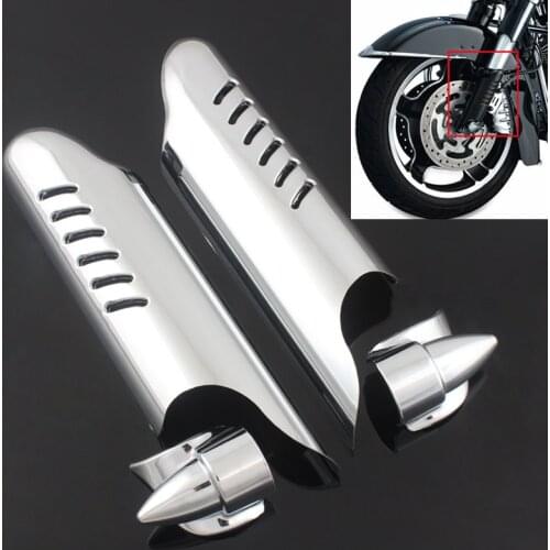 ABS Moto Front Fork Lower Leg Deflector Shield Cover Protector Trim Black Chrome For Harley Touring Glides Trikes Baggers 00-13