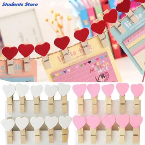 20Pcs/Pack Mini Heart Wooden Clothespin Photo Paper Clips Peg Pin Craft Postcard Clips Home Wedding Decoration
