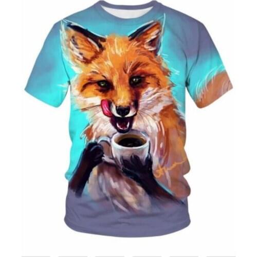 3D Print T shirts Men Women Summer Harajuku Clothing Hip Hop Fashion Boys and Girls Tees Tops Cute Animal Graphic Fox T-Shirt