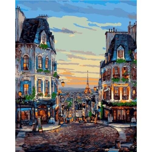 GATYZTORY Frame Ancient Town Frame Diy Painting By Numbers Landscape Canvas Colouring Handpainted Gift Wall Decor Kits
