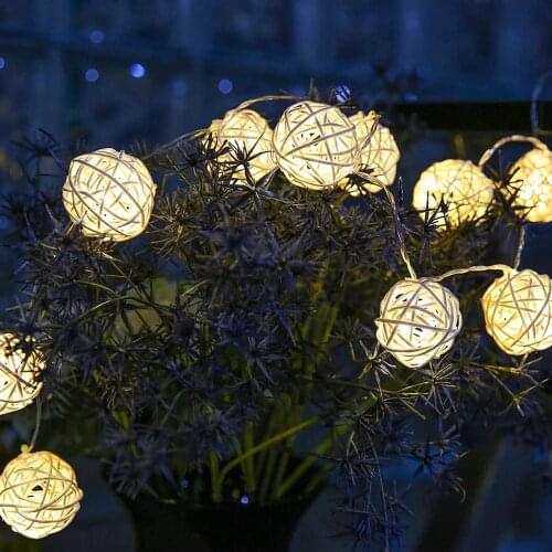 1.5M Rattan Ball Indoor Room Decor Garland LED Christmas Lights Wedding Fairy Light String for New Year Holiday Light Decoration