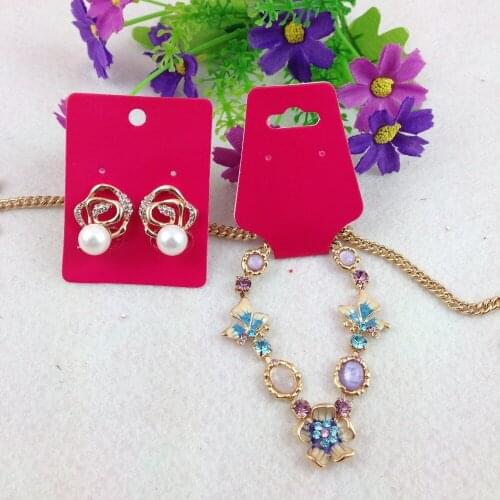 Rose red Necklace Cards&Earring Holes Paper Jewelry Display Cards Simple Classic Necklace card Accept Custom order