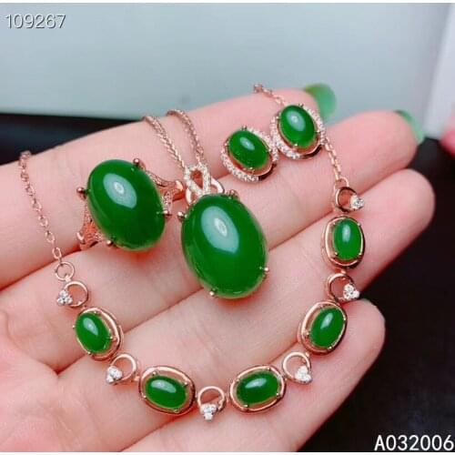 KJJEAXCMY fine jewelry 925 sterling silver natural Jasper earrings ring pendant bracelet classic ladies suit support testing