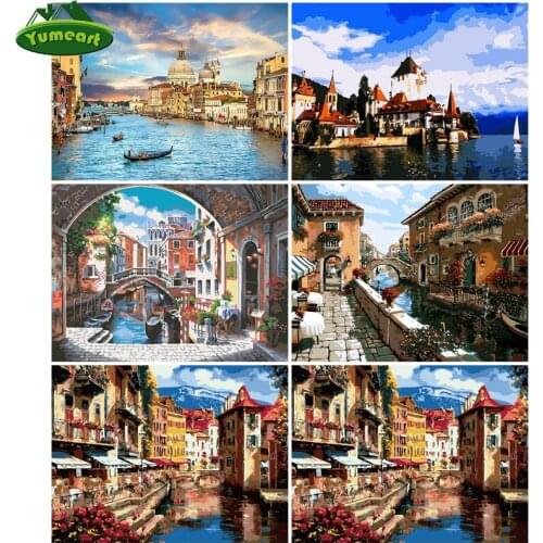 Paint With Diamonds Venice Landscape Kits Drawing Canvas Hand Painted Creative Mosaic Kit Gifts Pictures City Scenery Home Decor