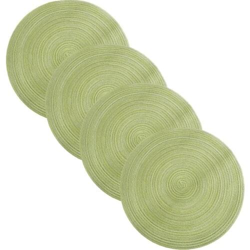 Set of 4 Round Placemat for Kitchen Dining Table Red/Blue/Green/Coffee/Black/Beige Non-slip Table Mat Insulation Pad Tableware